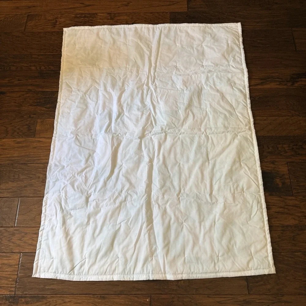 Handmade Baby Quilt Blanket ~38x40 Patchwork Teal White Clouds Moon Stars